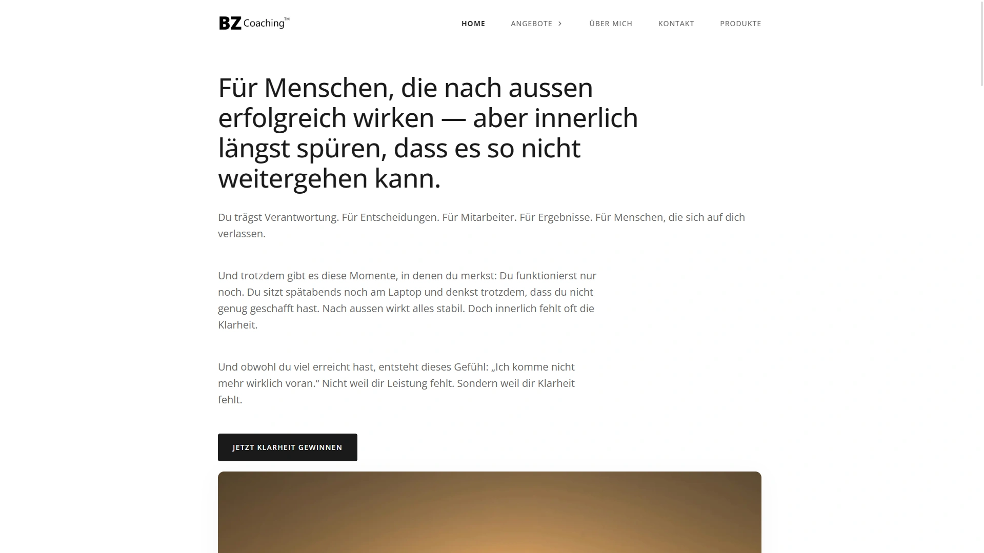 BZ Coaching Website Interface